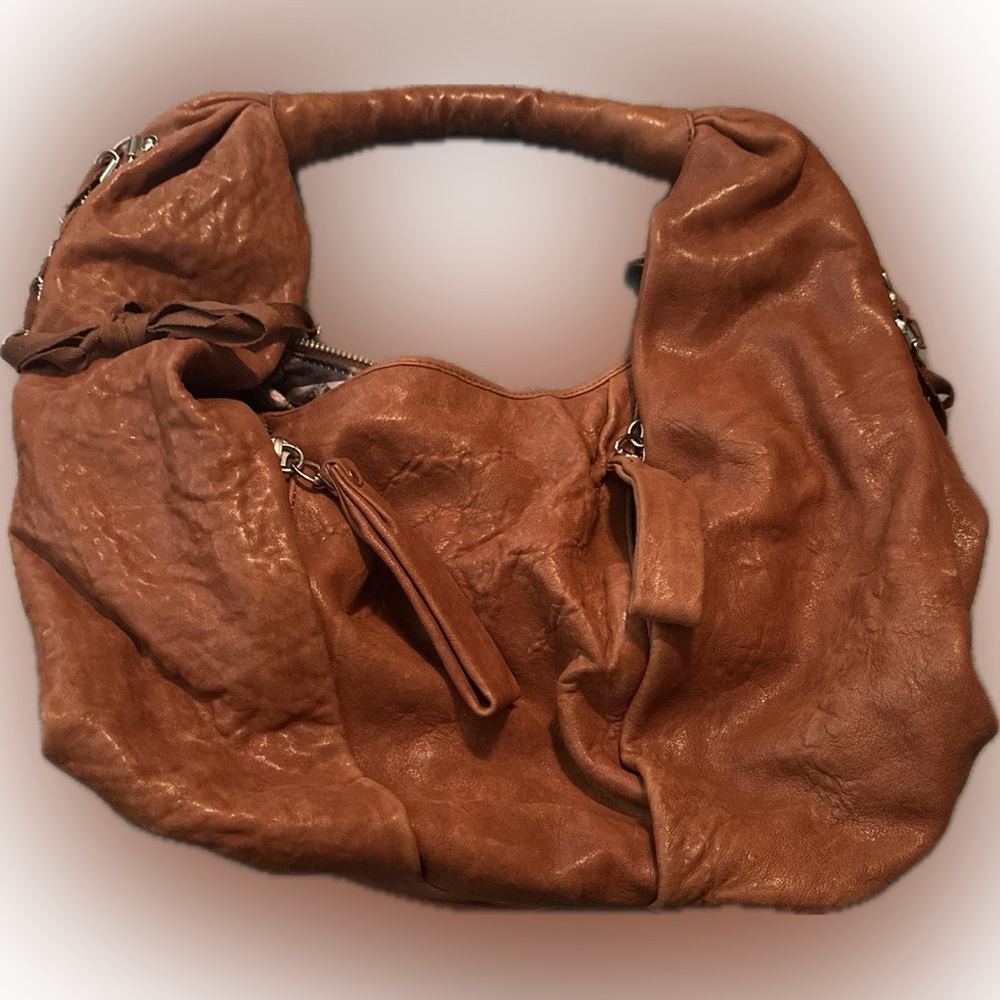 Junior Drake Cognac Italian Made Hobo Handbag